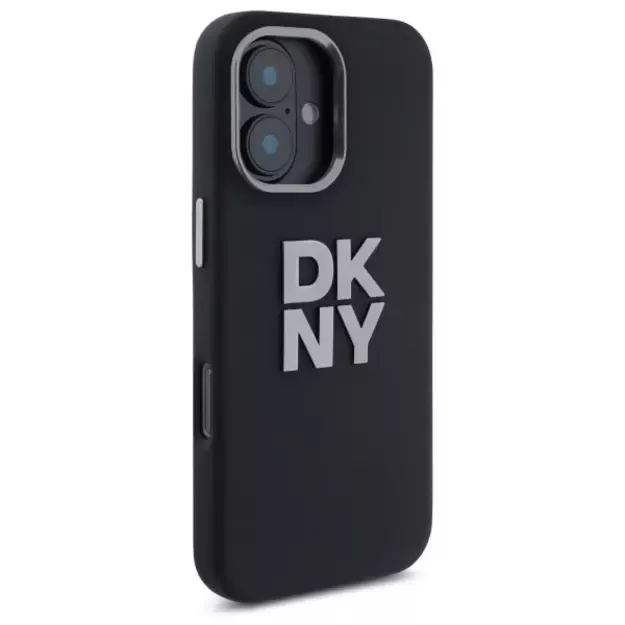 DKNY Liquid Silicone Metal Logo iPhone 16 Case - Black 1