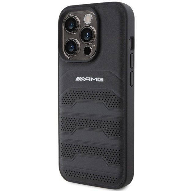 AMG Leather Debossed Lines case for iPhone 15 Pro - black 1