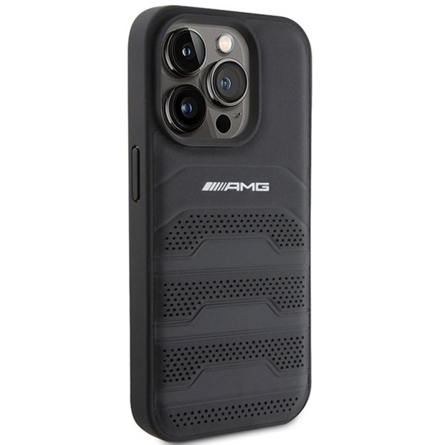 AMG Leather Debossed Lines case for iPhone 15 Pro - black 3