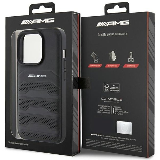AMG Leather Debossed Lines case for iPhone 15 Pro - black 7