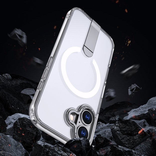 Hybrid Armor X Case for iPhone 17 with Stand, Compatible with MagSafe - Transparent 4