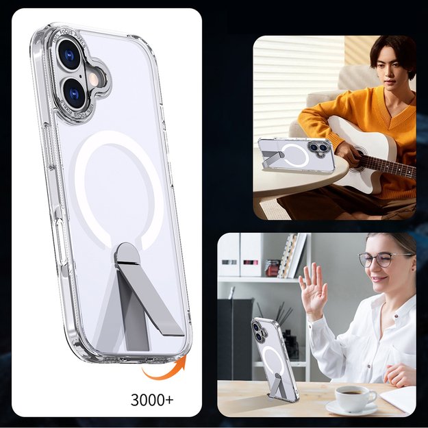 Hybrid Armor X Case for iPhone 17 with Stand, Compatible with MagSafe - Transparent 7