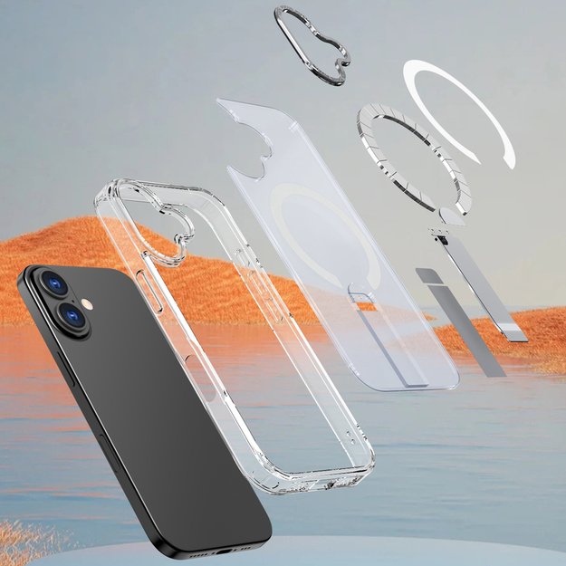 Hybrid Armor X Case for iPhone 17 with Stand, Compatible with MagSafe - Transparent 6