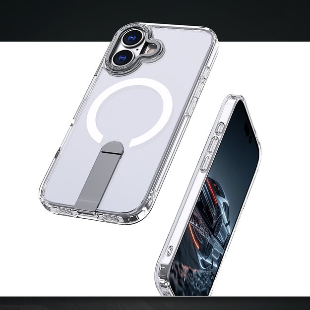 Hybrid Armor X Case for iPhone 17 with Stand, Compatible with MagSafe - Transparent 5