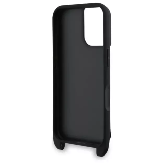 Karl Lagerfeld Saffiano Karl&amp Choupette Metal Pin CBDY Strap iPhone 16 Case - Black 9