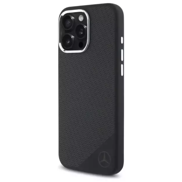 Mercedes Silicone Tonal Logo Wood Pattern MagSafe iPhone 16 Pro Max Case - Black 8