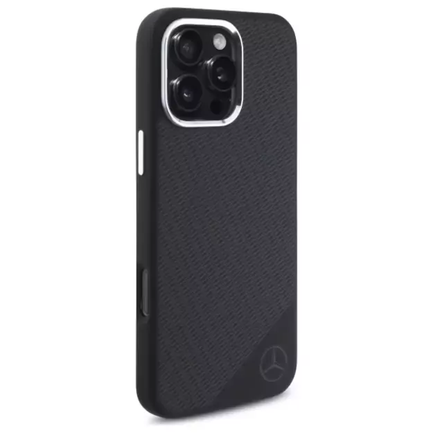 Mercedes Silicone Tonal Logo Wood Pattern MagSafe iPhone 16 Pro Max Case - Black 10