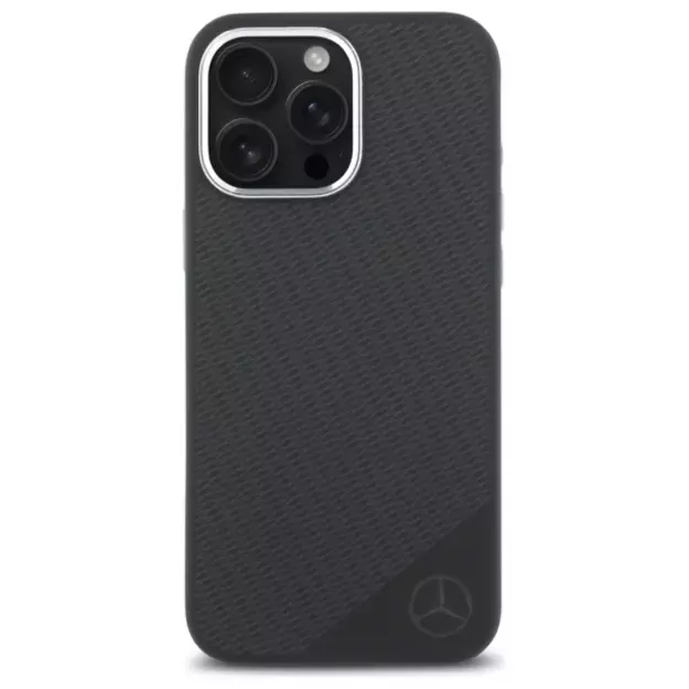 Mercedes Silicone Tonal Logo Wood Pattern MagSafe iPhone 16 Pro Max Case - Black 9