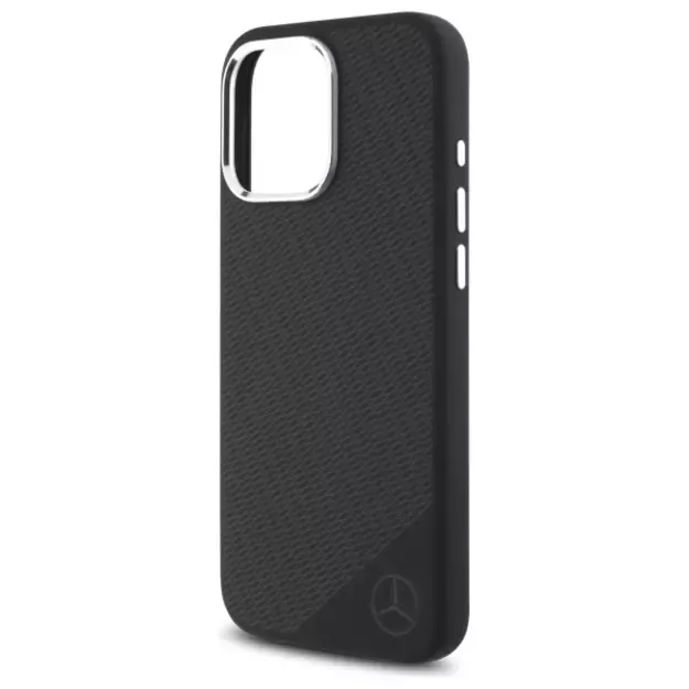 Mercedes Silicone Tonal Logo Wood Pattern MagSafe iPhone 16 Pro Max Case - Black 12