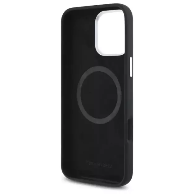 Mercedes Silicone Tonal Logo Wood Pattern MagSafe iPhone 16 Pro Max Case - Black 13