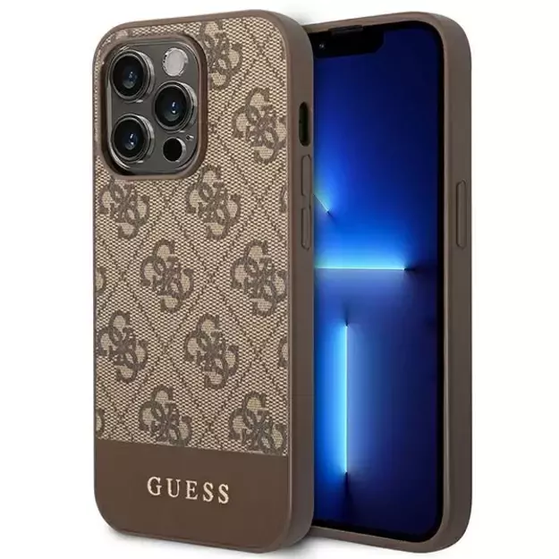 Guess GUHCP14XG4GLBR iPhone 14 Pro Max 6,7  brązowy/brown hard case 4G Stripe Collection