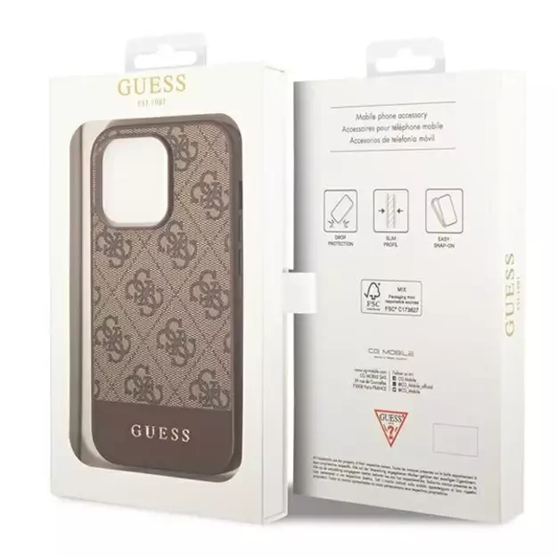Guess GUHCP14XG4GLBR iPhone 14 Pro Max 6,7  brązowy/brown hard case 4G Stripe Collection 14