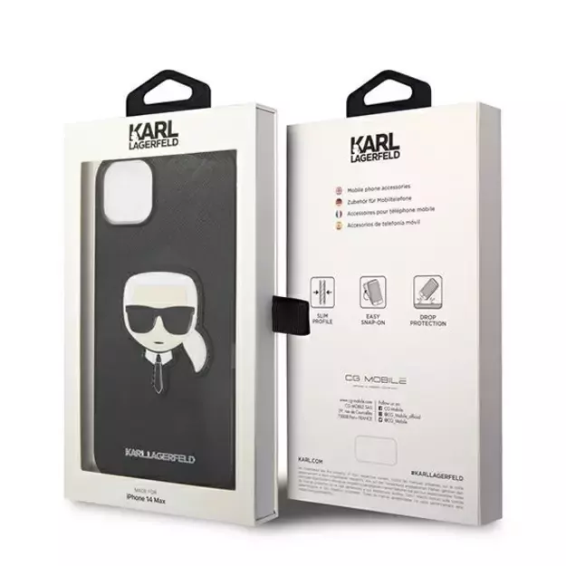 Karl Lagerfeld KLHCP14MSAPKHK iPhone 14 Plus 6,7  czarny/black hardcase Saffiano Karl`s Head Patch 14