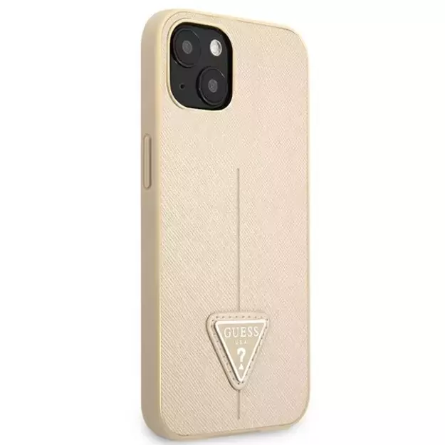 Guess GUHCP13SPSATLE iPhone 13 mini 5,4 &quot beige / beige hardcase SaffianoTriangle Logo 3