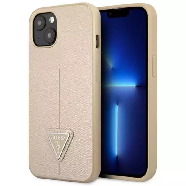 Guess GUHCP13SPSATLE iPhone 13 mini 5,4 &quot beige / beige hardcase SaffianoTriangle Logo