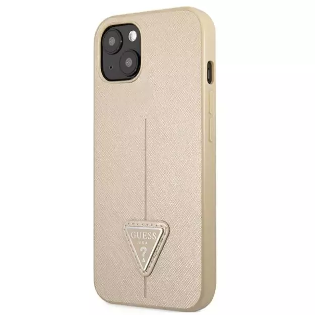 Guess GUHCP13SPSATLE iPhone 13 mini 5,4 &quot beige / beige hardcase SaffianoTriangle Logo 1