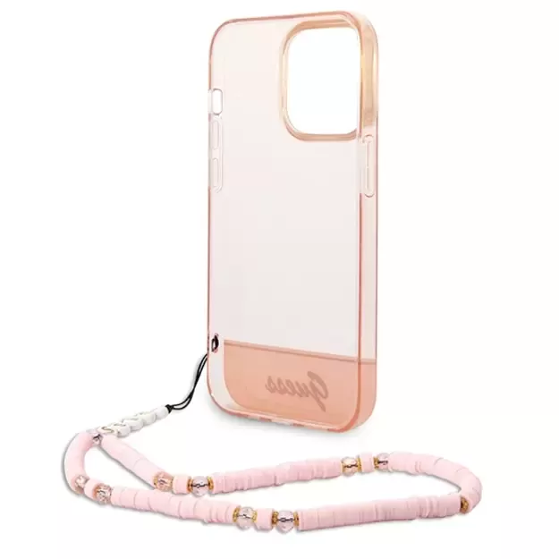 Guess GUHCP14LHGCOHP iPhone 14 Pro 6.1&quot  pink/pink hardcase Translucent Pearl Strap 11