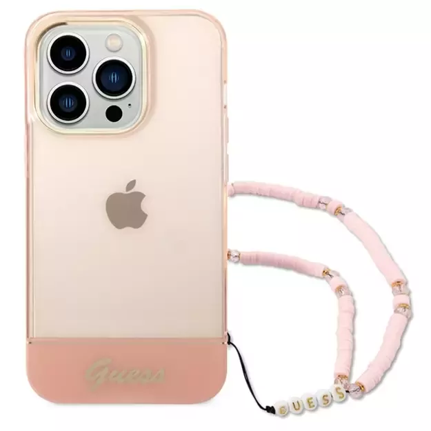 Guess GUHCP14LHGCOHP iPhone 14 Pro 6.1&quot  pink/pink hardcase Translucent Pearl Strap 7