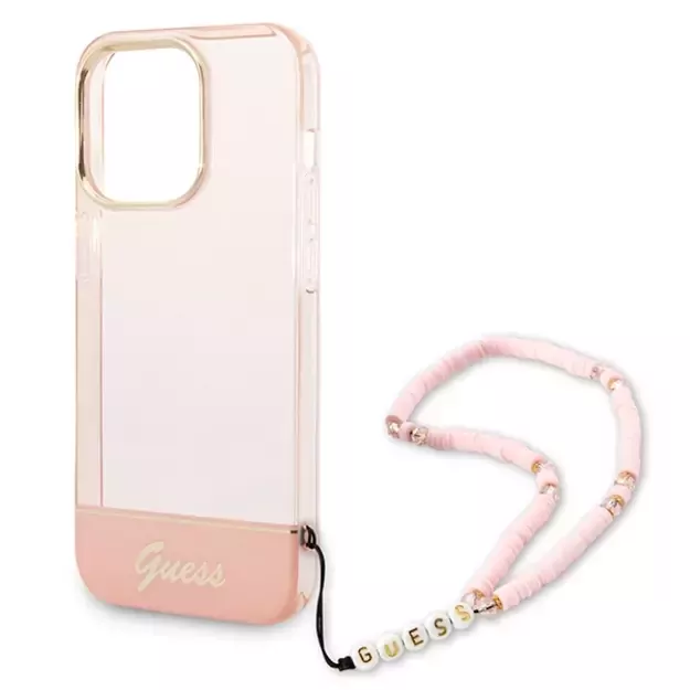 Guess GUHCP14LHGCOHP iPhone 14 Pro 6.1&quot  pink/pink hardcase Translucent Pearl Strap 10