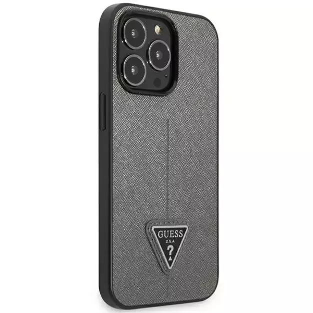 Guess GUHCP14LPSATLG iPhone 14 Pro 6.1 &quot silver / silver hardcase SaffianoTriangle Logo 3
