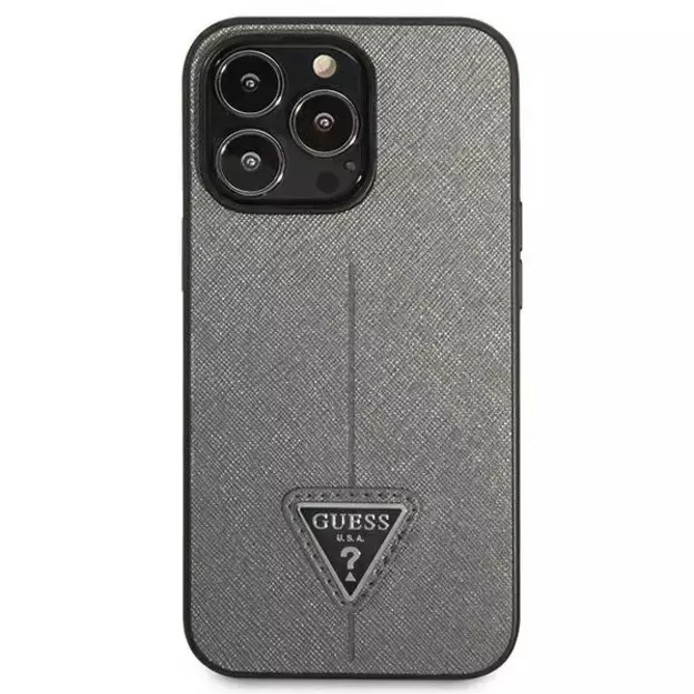 Guess GUHCP14LPSATLG iPhone 14 Pro 6.1 &quot silver / silver hardcase SaffianoTriangle Logo 2