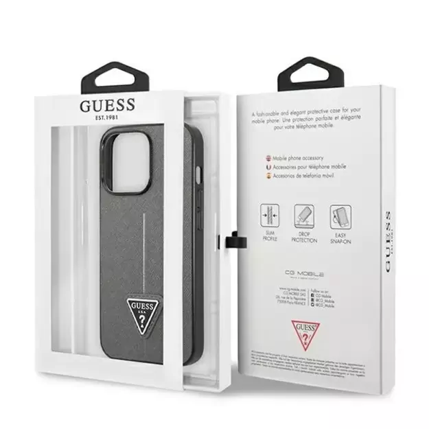 Guess GUHCP14LPSATLG iPhone 14 Pro 6.1 &quot silver / silver hardcase SaffianoTriangle Logo 7