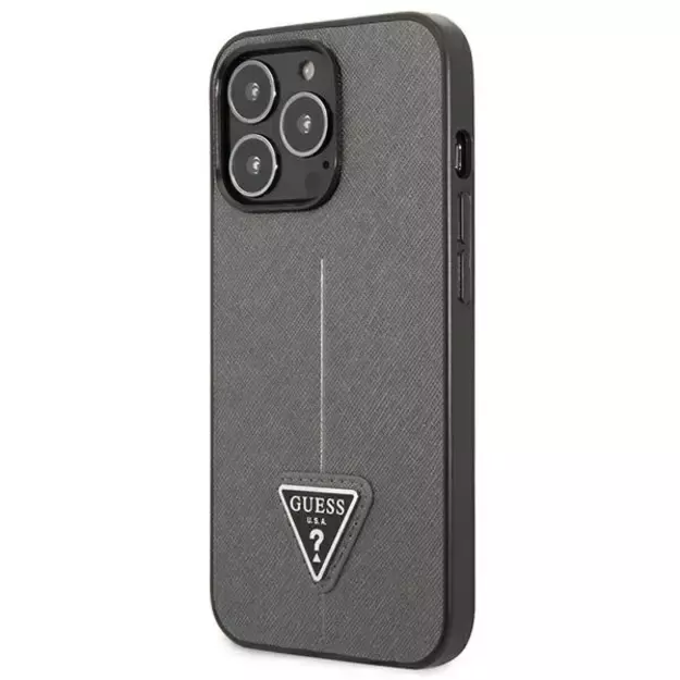 Guess GUHCP14LPSATLG iPhone 14 Pro 6.1 &quot silver / silver hardcase SaffianoTriangle Logo 1