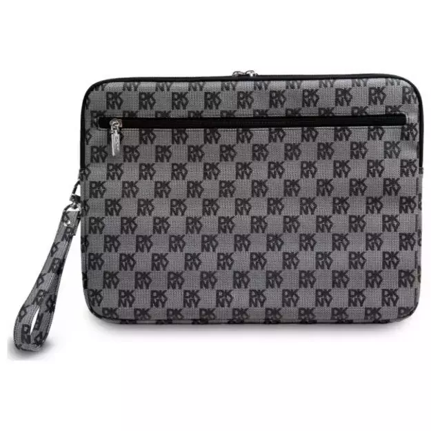 DKNY Sleeve Checkered Pattern Printed Stripes 16&quot  Laptop Case - Black 4