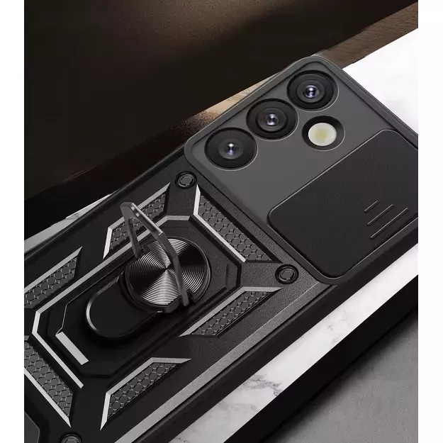 Hybrid Armor Camshield with Camera Cover and Metal Ring for Samsung Galaxy S25+ - Black 13