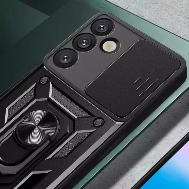 Hybrid Armor Camshield with Camera Cover and Metal Ring for Samsung Galaxy S25+ - Black 10