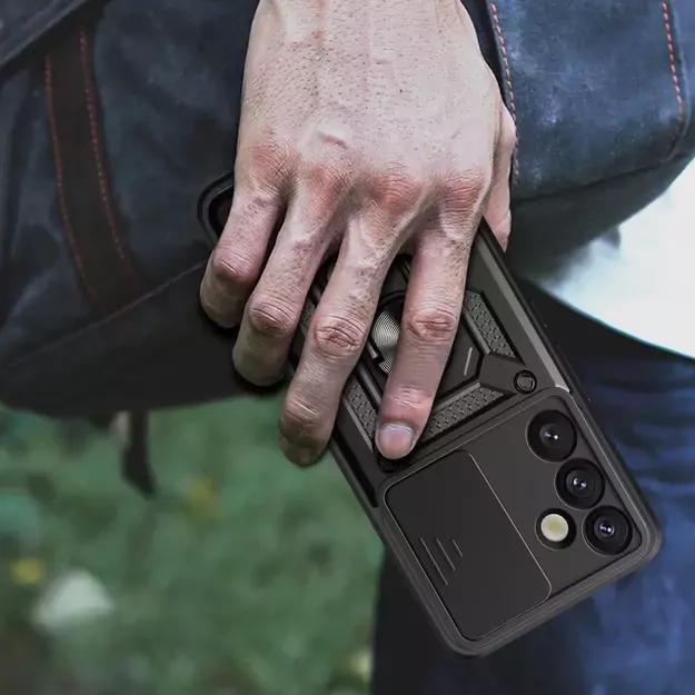 Hybrid Armor Camshield with Camera Cover and Metal Ring for Samsung Galaxy S25+ - Black 14