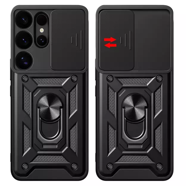Hybrid Armor Camshield with Camera Cover and Metal Ring for Samsung Galaxy S25 Ultra - Black 1