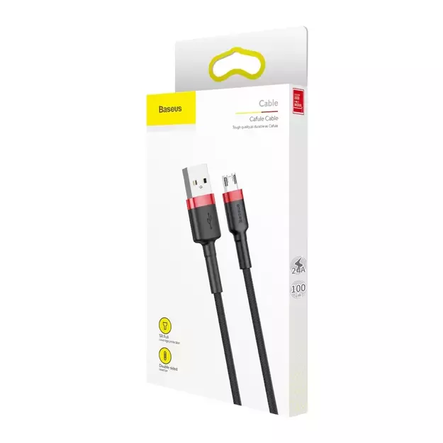 Baseus Cafule Cable CAMKLF-B91 USB-A / micro USB 2.4A 1 m - black and red 11
