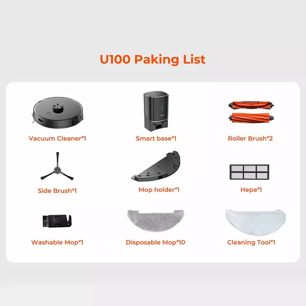 UWANT U100 Robot Vacuum Cleaner with Mop Function + Charging/Cleaning Station - Black 5