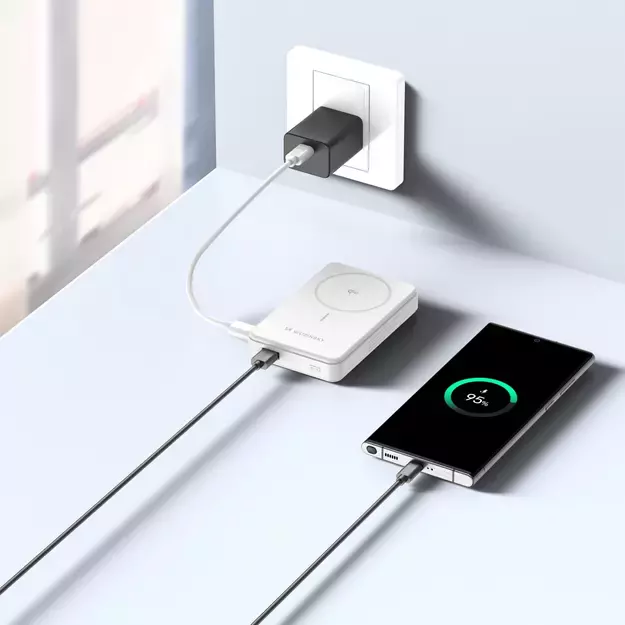 Powerbank Wozinsky WLWP-10KA0Y3WS 22.5W PD Qi2 10000 mAh, with stand, 1x USB-A, 1x USB-C - white 7