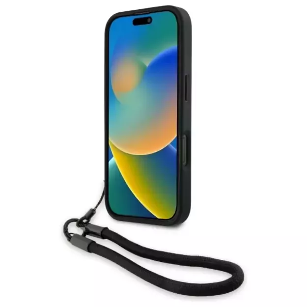 BMW Signature Leather Wordmark Cord Case for iPhone 16 Pro Max - Black 3