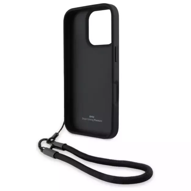 BMW Signature Leather Wordmark Cord Case for iPhone 16 Pro Max - Black 5