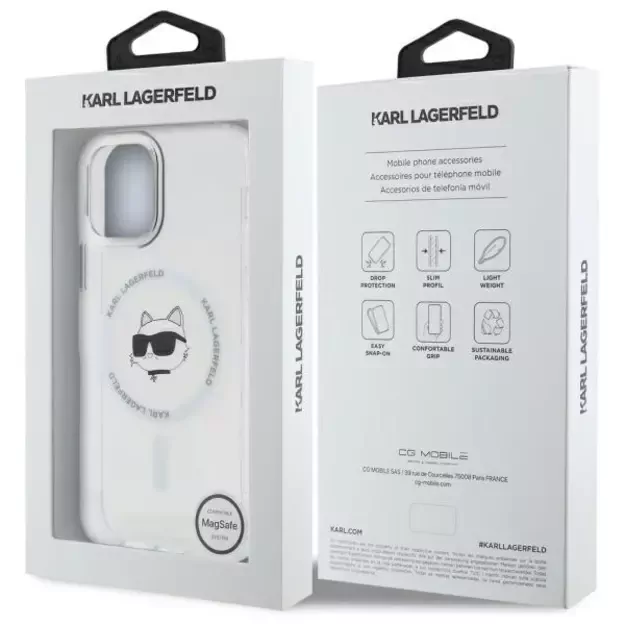 Karl Lagerfeld IML Metal Choupette Head MagSafe iPhone 12 Case - White 7