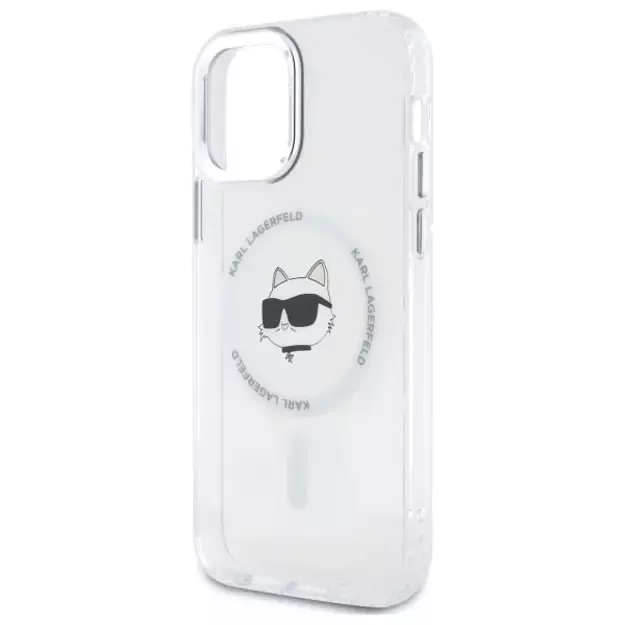 Karl Lagerfeld IML Metal Choupette Head MagSafe iPhone 12 Case - White 5