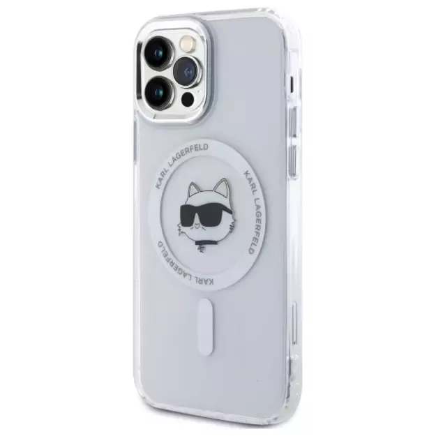 Karl Lagerfeld IML Metal Choupette Head MagSafe iPhone 12 Case - White 1