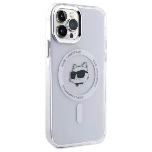 Karl Lagerfeld IML Metal Choupette Head MagSafe iPhone 12 Case - White 3