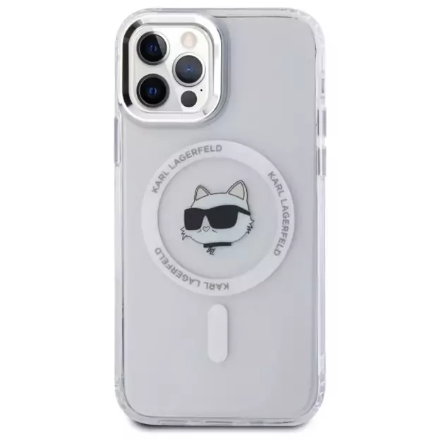 Karl Lagerfeld IML Metal Choupette Head MagSafe iPhone 12 Case - White 2
