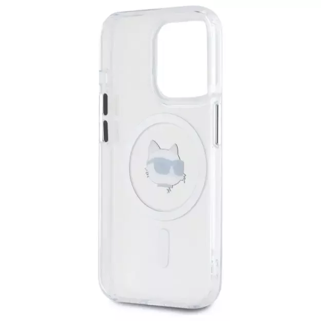 Karl Lagerfeld IML Metal Choupette Head MagSafe Case for iPhone 15 Pro Max - White 6