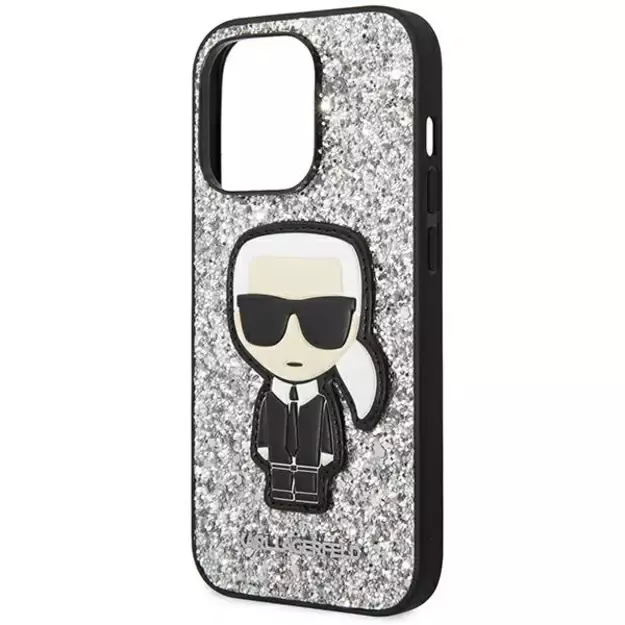Karl Lagerfeld KLHCP14LGFKPG iPhone 14 Pro 6.1 &quot hardcase silver / silver Glitter Flakes Ikonik 5