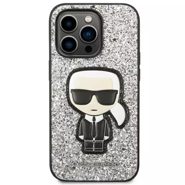 Karl Lagerfeld KLHCP14LGFKPG iPhone 14 Pro 6.1 &quot hardcase silver / silver Glitter Flakes Ikonik 2