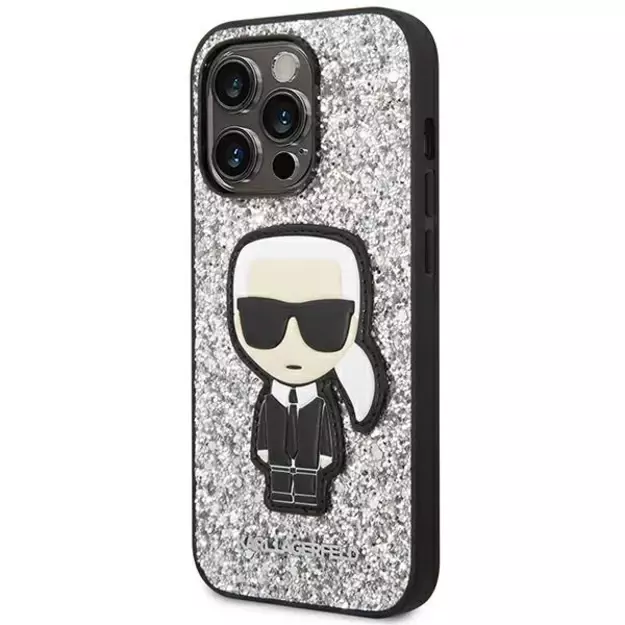 Karl Lagerfeld KLHCP14LGFKPG iPhone 14 Pro 6.1 &quot hardcase silver / silver Glitter Flakes Ikonik 1