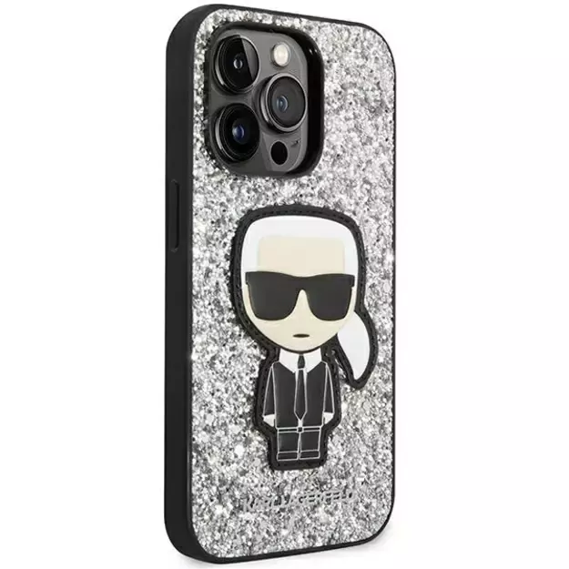Karl Lagerfeld KLHCP14LGFKPG iPhone 14 Pro 6.1 &quot hardcase silver / silver Glitter Flakes Ikonik 3