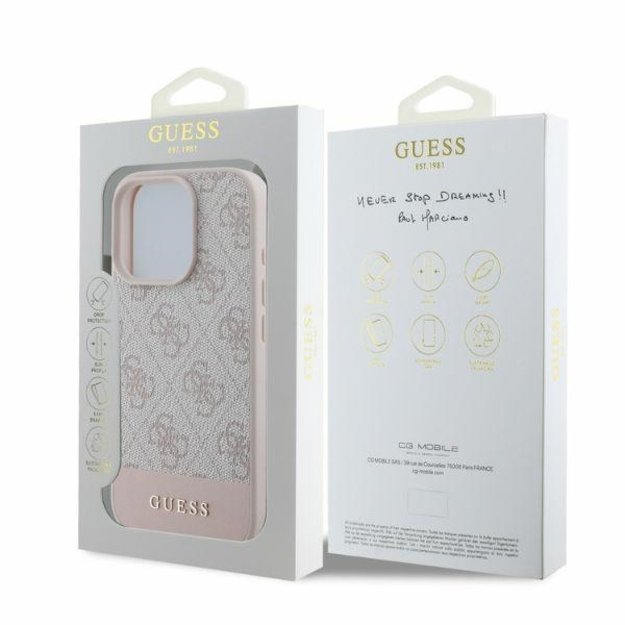 Guess 4G Bottom Stripe iPhone 16 Pro Case - Pink 4