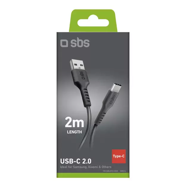 SBS TECABLETC220K USB-A - USB-C Cable 2 m - Black 2