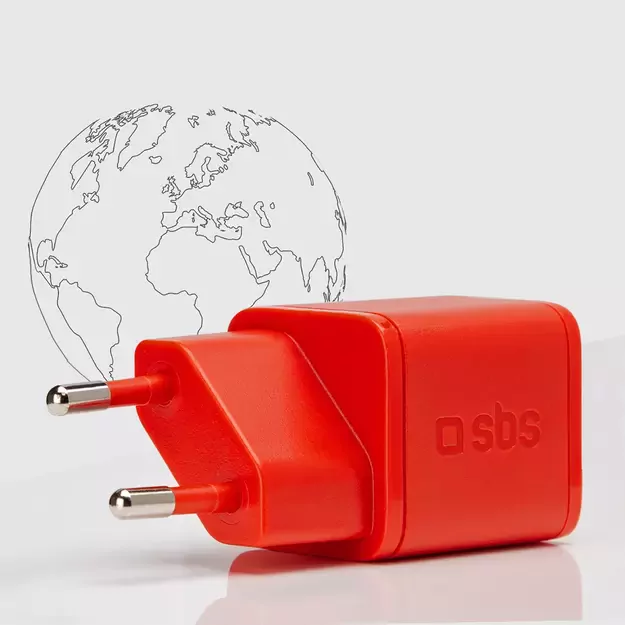 SBS TETRGAN1C20R 20W GaN Wall Charger with Power Delivery - Red 3